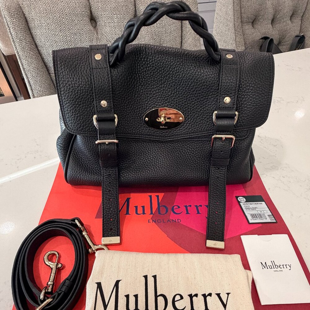 Mulberry Alexa Satchel – Black Heavy Grain Leather
